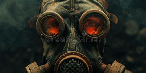 Man With Gas Mask And Glowing Eyes Stock Illustration Illustration Of