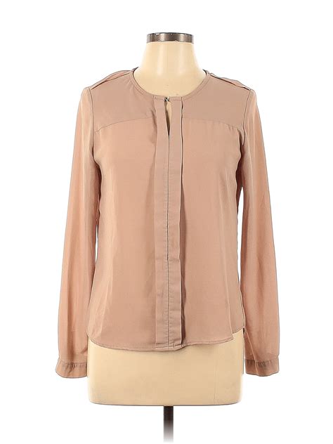 Tobi 100 Polyester Solid Tan Long Sleeve Blouse Size M 83 Off Thredup