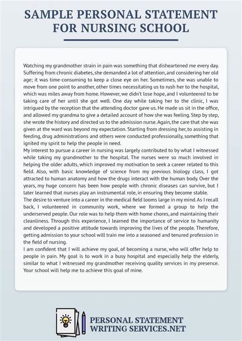 Great Sample Personal Statement Nursing School