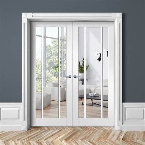 XL Joinery Internal White Primed Worcester 3L Clear Glass Pair Door At