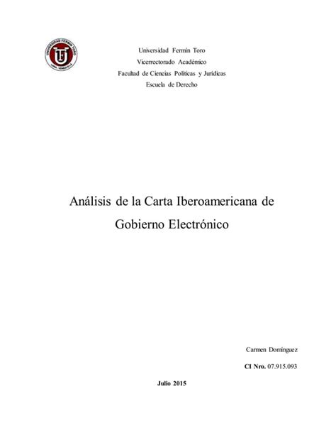 An Lisis De La Carta Iberoamericana De Gobierno Electr Nico Pdf