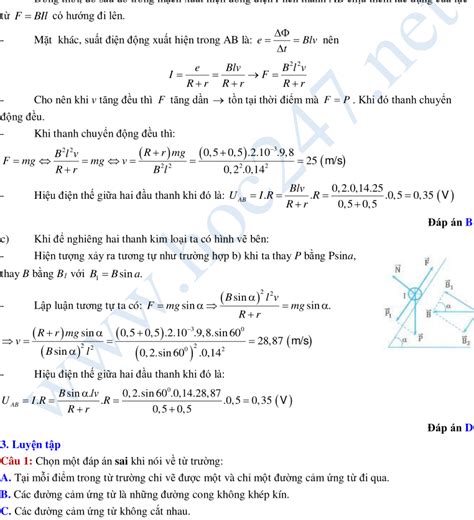 Suất điện động cảm ứng trong một đoạn dây chuyển động môn Vật Lý 11 năm