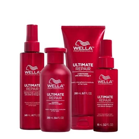 Kit Wella Ultimate Repair Shampoo Condicionador Leave In E Protetor