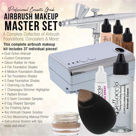 Complete Belloccio Airbrush Cosmetic Makeup System With 17 Foundation