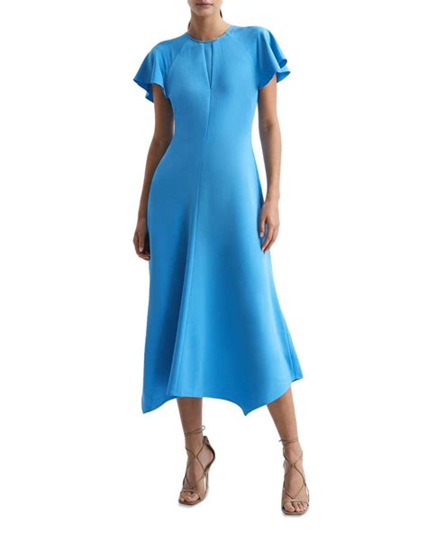 Reiss Eleni Cap Sleeve Midi Dress In Blue Lyst