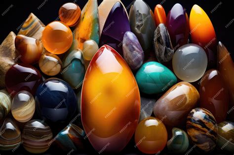 Premium Photo A Clustered Display Of Smooth Polished Gemstones