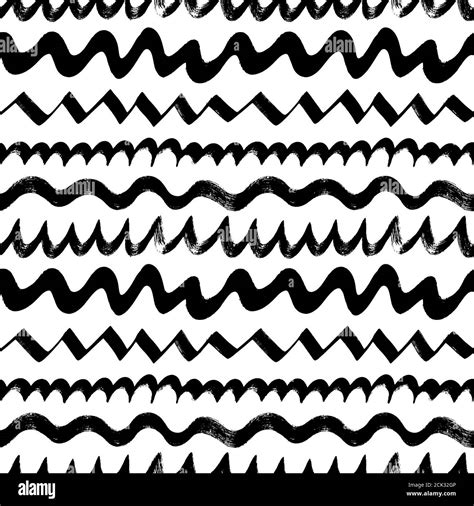 Wavy Zig Zag Curly Lines Seamless Vector Pattern Stock Vector Image