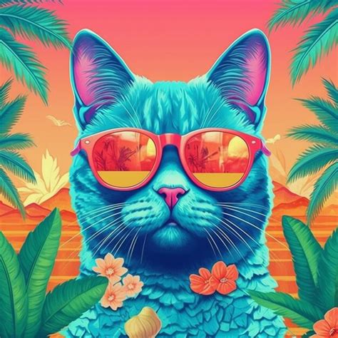 Premium Ai Image A Close Up Of A Cat Wearing Sunglasses On A Beach