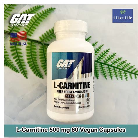 แอล คารนทน L Carnitine 500 mg 60 Vegan Capsules GAT SPORT Lazada