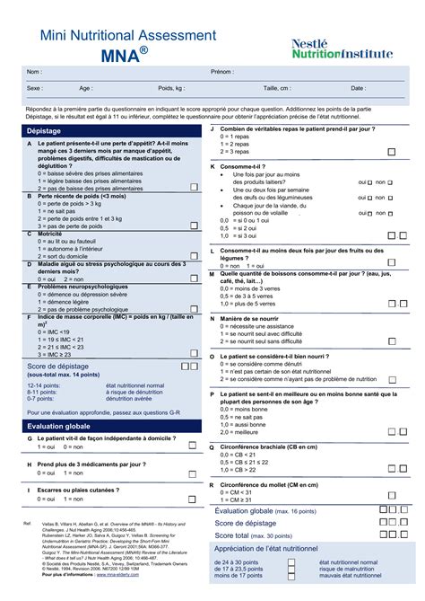 Mna Mini Nutritional Assessment