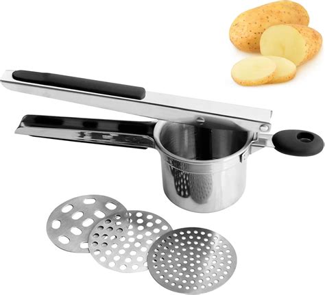 Potato Ricer Stainless Steel Potato Masher With 3 Interchangeable