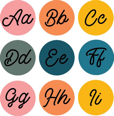 Retro Brights Cursive Alphabet Posters - Printable PDF