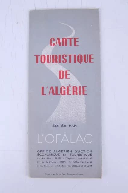 CARTE TOURISTIQUE DE lAlgérie lOfalac 1954 EUR 19 00 PicClick FR