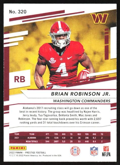 2022 Panini Prestige Brian Robinson Jr RC Washington Commanders 320