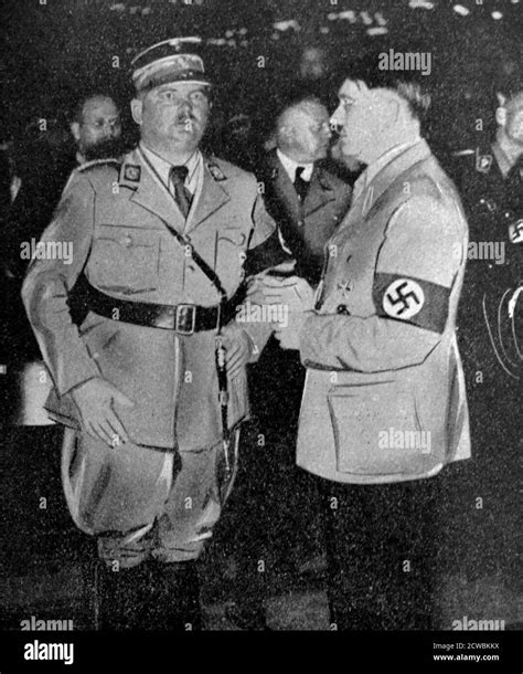 Black and white photo of Hitler and Ernst Rohm, Founder and Head of the ...