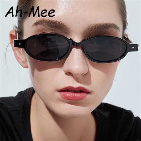 Vintage Small Oval Sunglasses Women Brand Designer Ladies Punk Rivet