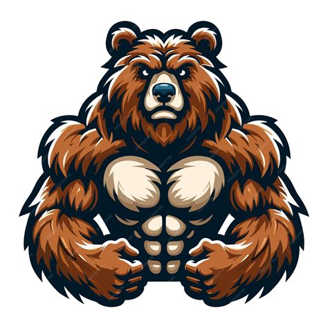 Premium Vector Strong Body Muscle Wild Beast Grizzly Bear Mascot