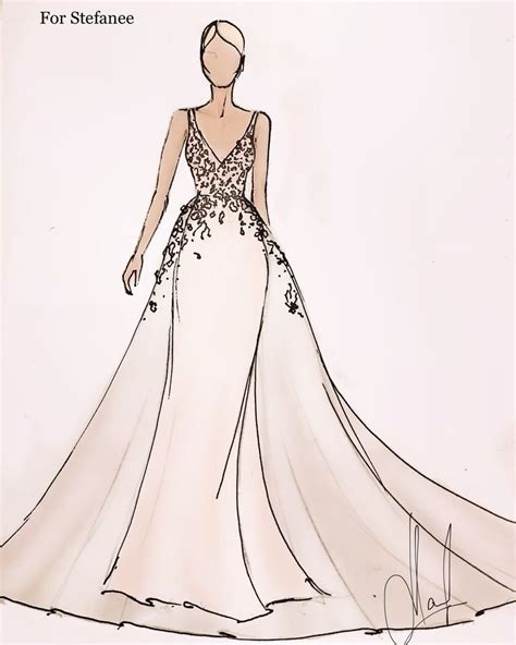 Сustom sketch wedding dress wedding illustration Individual Etsy