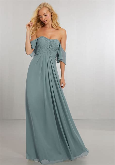 This Mori Lee 21571 Long Bridesmaid Dress Begins With A Crisscross