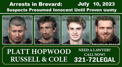 Arrests In Brevard County July Suspects Presumed Innocent