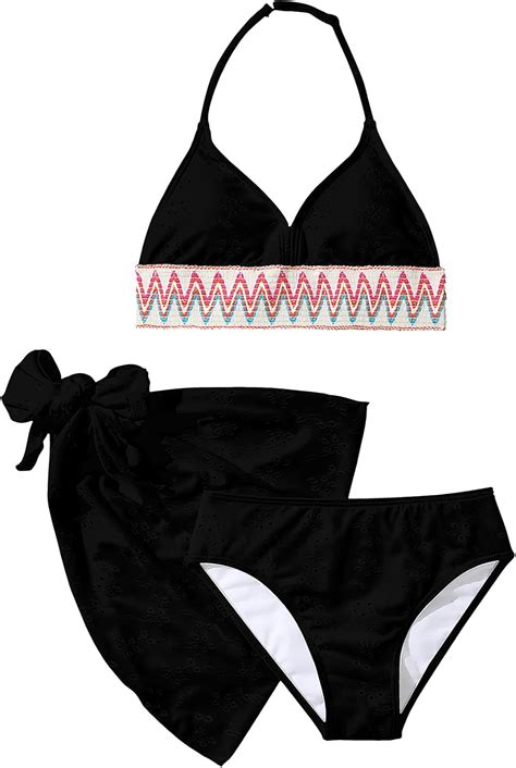 Amazon Verdusa Conjunto de bikini halter de 3 piezas para niña con