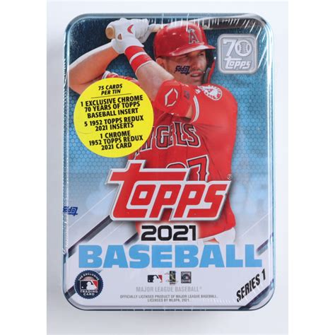 2021 Topps Series 1 Baseball Collectible Tin With 75 Cards Pristine