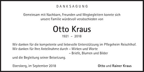 Traueranzeigen Von Otto Kraus Sz Gedenken De