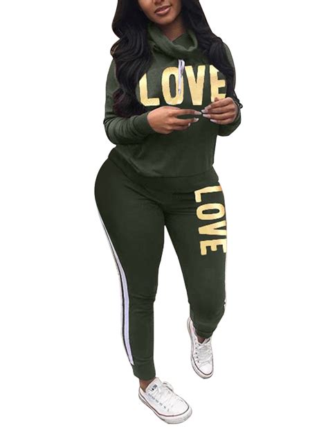 Women 2pcs Tracksuit Set Letter Print Long Sleeve Sweatshirt Toppants