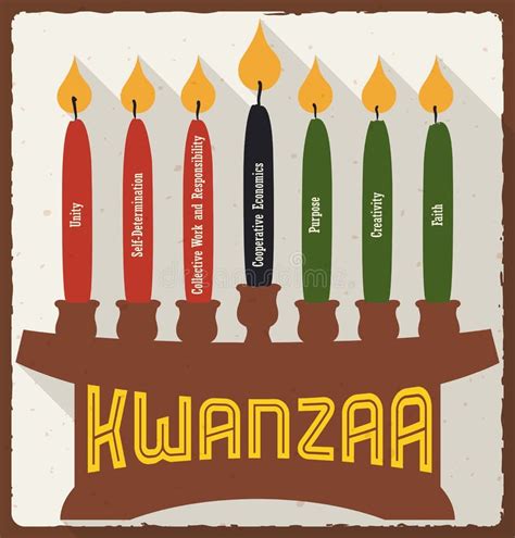 Seven Principles And Candles For Kwanzaa In Flat Style Vector