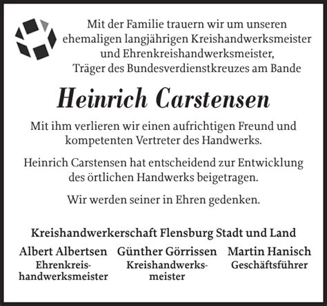 Heinrich Carstensen Gedenken Flensburger Tageblatt