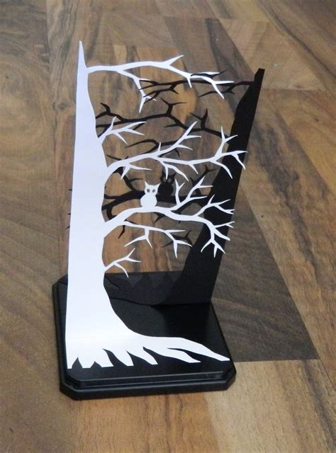 3D Paper Sculpture Owl Tree Black White - Etsy