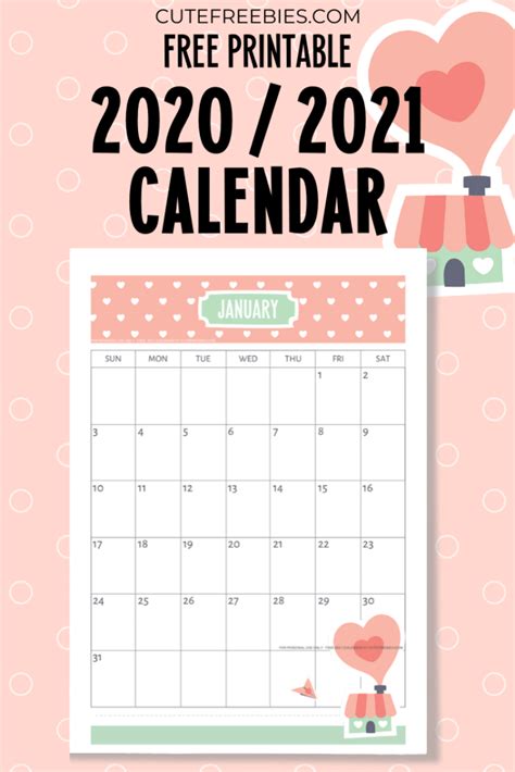 2021 Monthly Calendar Printable Cute / free for commercial use high ...