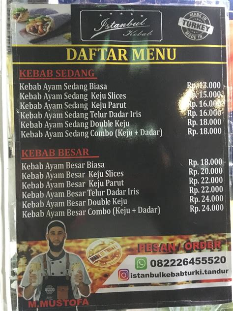 Menu At Istanbul Kebab Turki Tanjung Duren West Jakarta