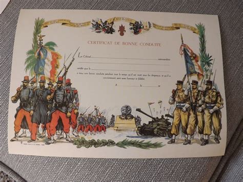 French Foreign Legion Certificate Of Good Conduct Bonne Conduite EBay