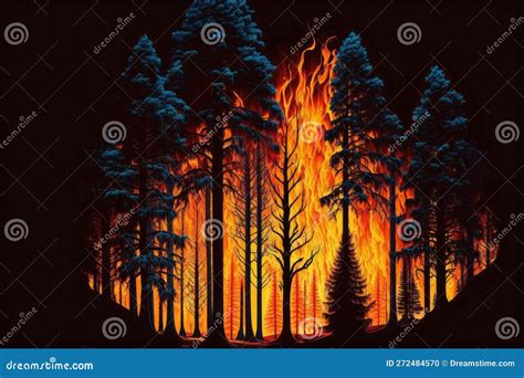 Fire In Forest Wildfire Landscape Wildland Stock Illustration