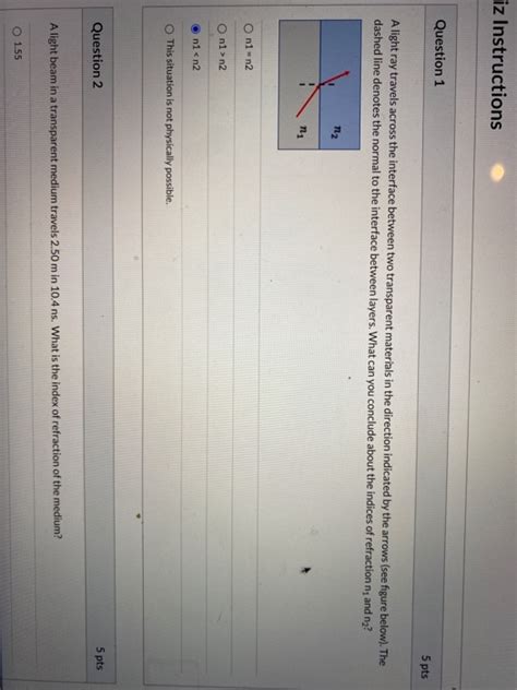 Solved Iz Instructions Question 1 5 Pts A Light Ray Travels Chegg