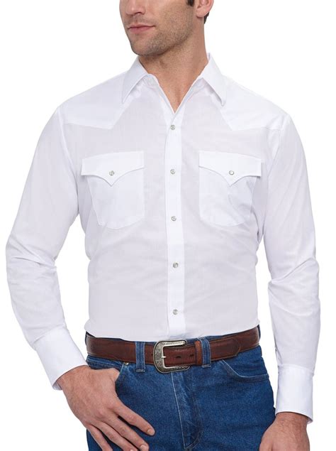 Mens Ely Cattleman Long Sleeve Western Snap Shirt With Tonal Rose Emb