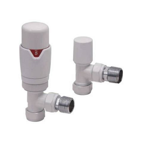 Scudo Designer White Angled Thermostatic Radiator Valves Low Prices