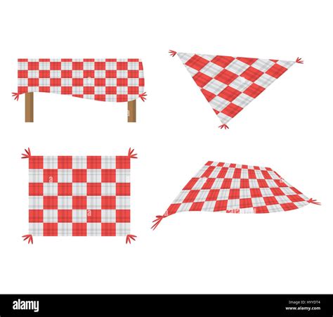 Set Blanket Picnic Tablecloth Image Stock Vector Image And Art Alamy