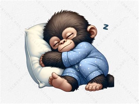 Watercolor Baby Sleeping Gorilla Clipart Graphic by CelebrationsBoxs ...