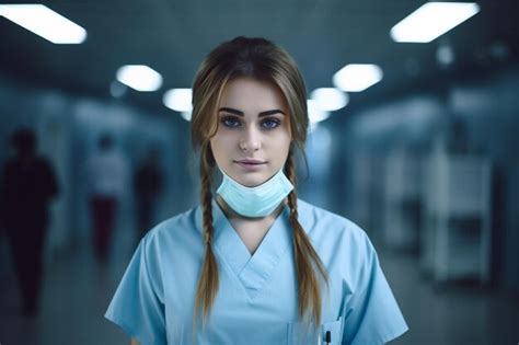 Premium Ai Image Portrait Beautiful Young Nurse In The Hospital