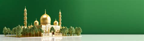 Premium AI Image | Mosque decoration banners and tree decorations ...