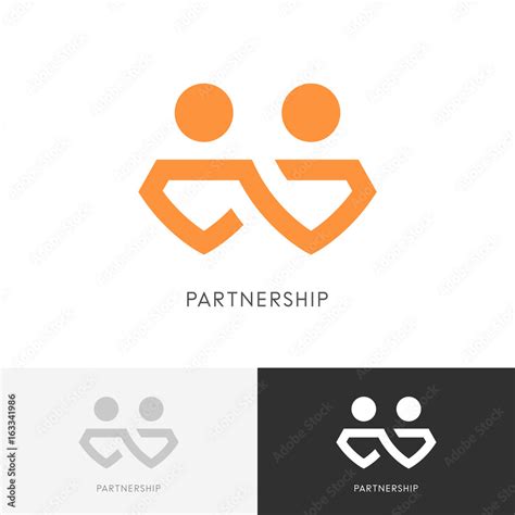 Partnership Business Logo Two Partners Work Together Chain Or