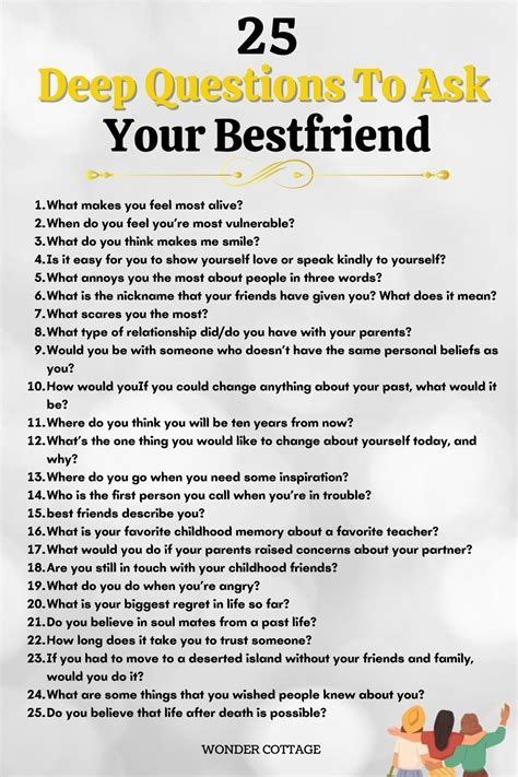 Questions To Ask Your Best Friend About Your Self In Deep