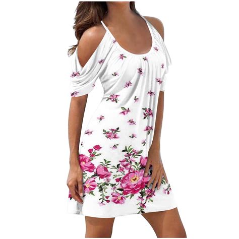 IWRUHZY Summer Sundress for Women 2023 Off Shoulder Floral Printed ...