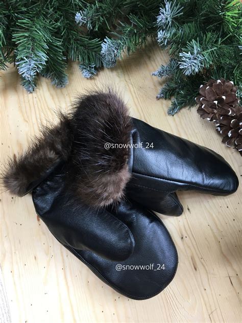 Мужские рукавицы с подкладом из меха бобра – заказать на Ярмарке ...