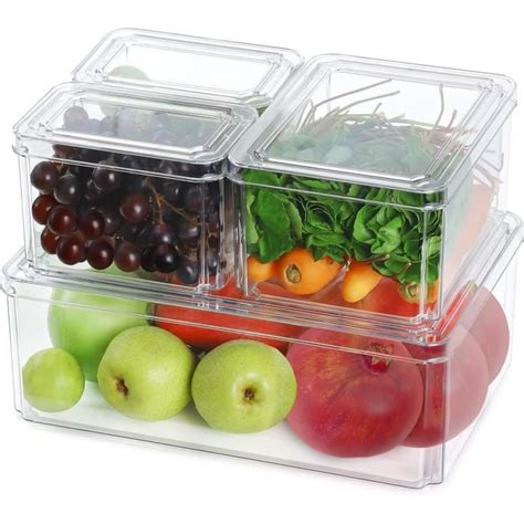 Boite Rangement Frigo Et Aliments En Plastique Avec Couvercle Lot De