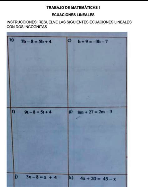 SOLVED RESUELVE LAS SIGUIENTES ECUACIONES LINEALES CON DOS INCOGNITAS