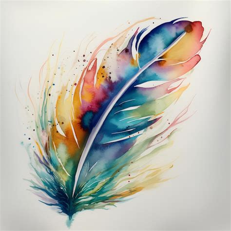 Premium AI Image | watercolor feather illustration