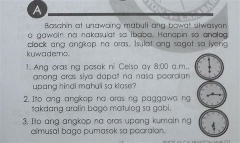 АBasahin at unawaing mabuti ang bawat sitwasyono gawain na nakasulat sa